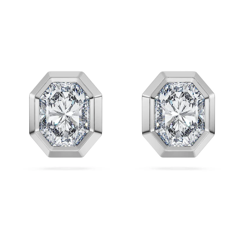 Octagon stud earrings, Lab-grown diamonds 1.0 ct tw, Octagon shape, 14K white gold by SWAROVSKI