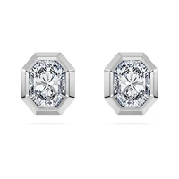 Octagon stud earrings, Lab-grown diamonds 1.0 ct tw, Octagon shape, 14K white gold by SWAROVSKI