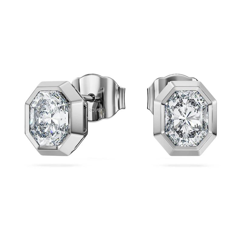 Octagon stud earrings, Lab-grown diamonds 1.0 ct tw, Octagon shape, 14K white gold by SWAROVSKI