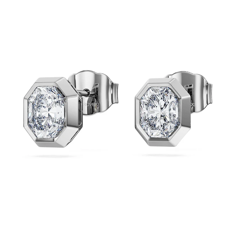 Octagon stud earrings, Lab-grown diamonds 1.0 ct tw, Octagon shape, 14K white gold by SWAROVSKI