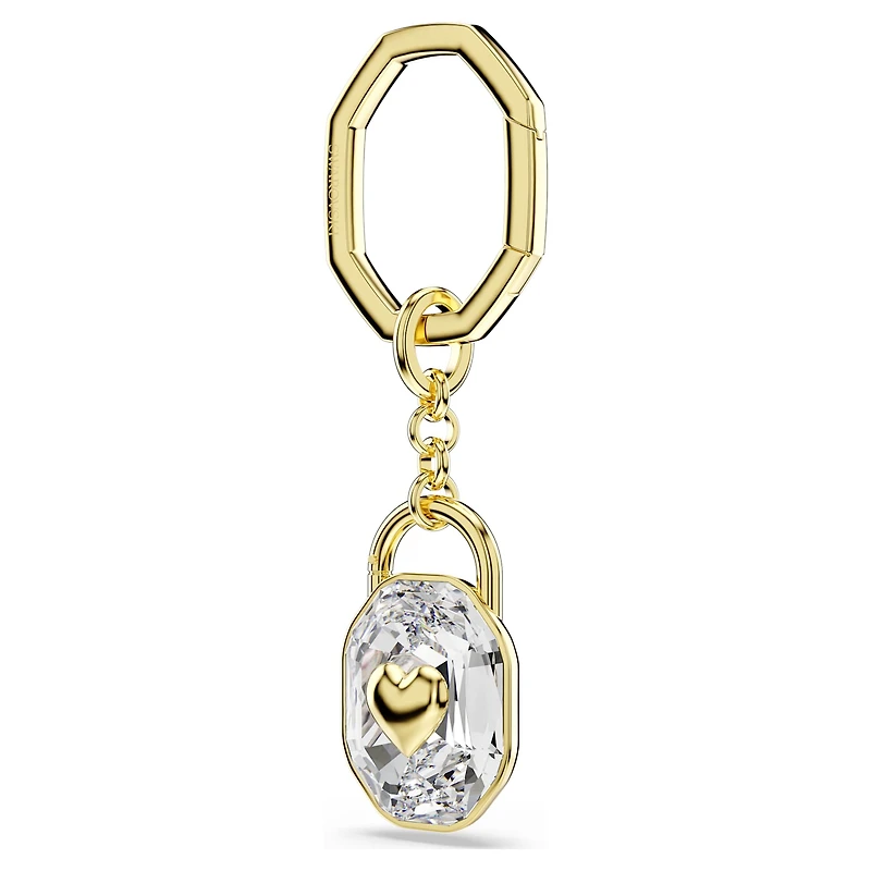 Key ring, Oval cut, White, Gold-tone plated by SWAROVSKI