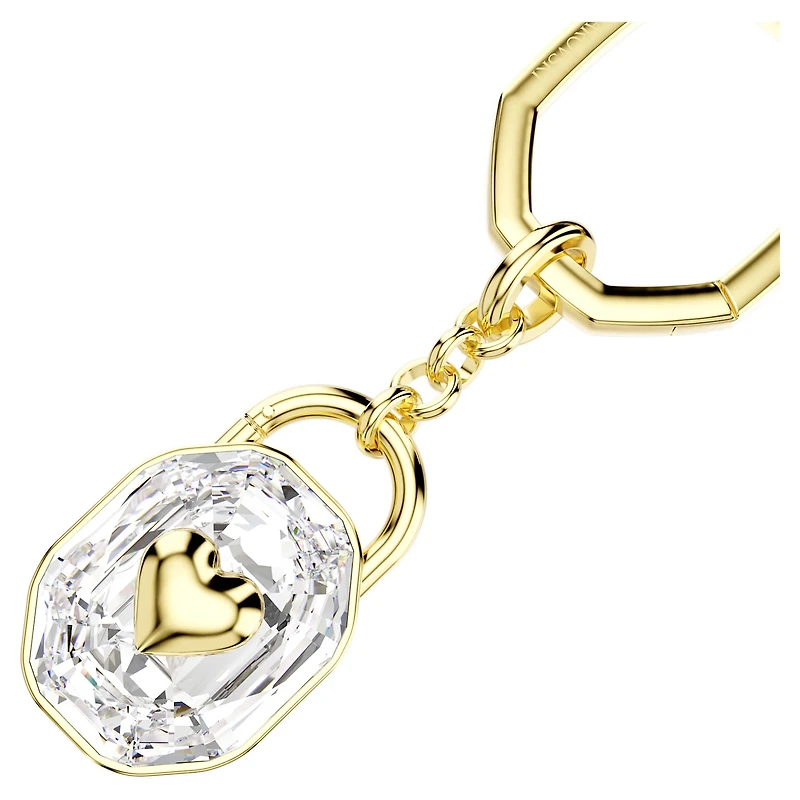 Key ring, Oval cut, White, Gold-tone plated by SWAROVSKI