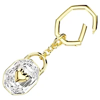 Key ring, Oval cut, White, Gold-tone plated by SWAROVSKI