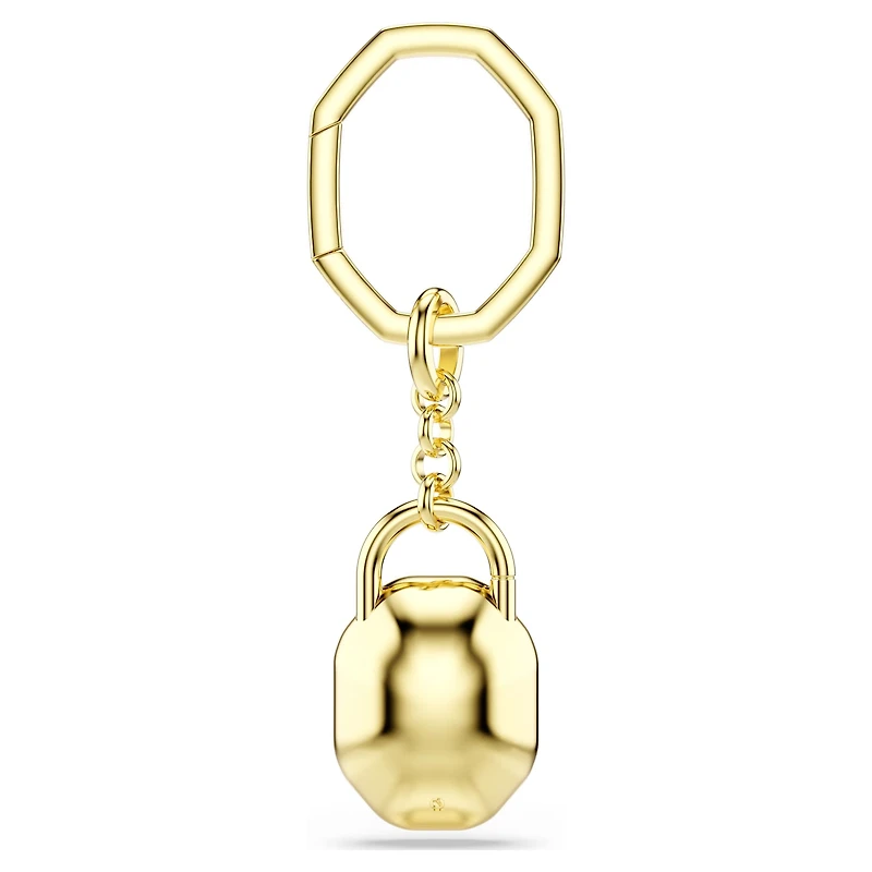 Key ring, Oval cut, White, Gold-tone plated by SWAROVSKI