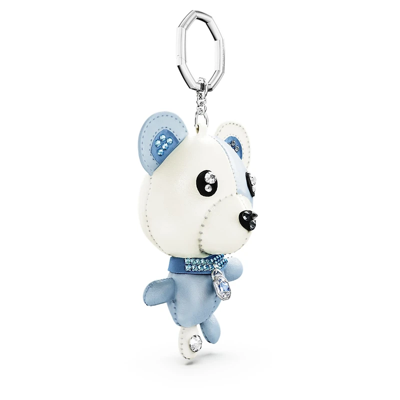 Teddy bag charm, Bear, Blue, Rhodium plated by SWAROVSKI