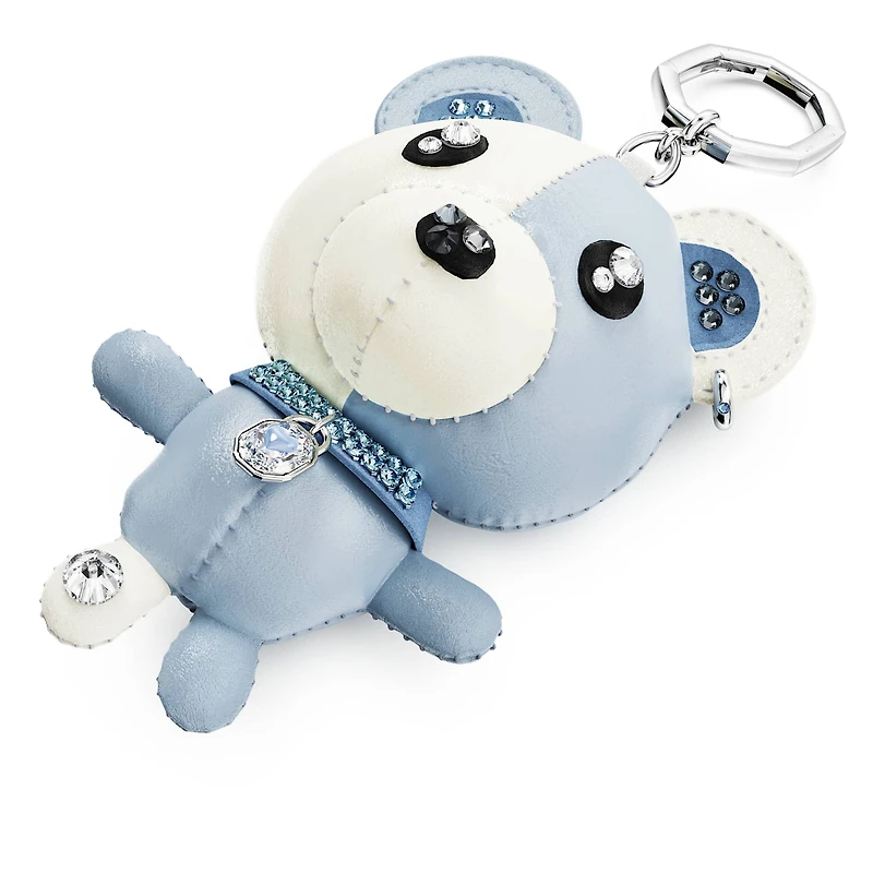 Teddy bag charm, Bear, Blue, Rhodium plated by SWAROVSKI