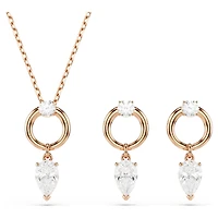 Mesmera set, Pear cut, Round cut, White, 18K rose gold finish