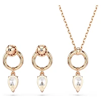 Mesmera set, Pear cut, Round cut, White, 18K rose gold finish