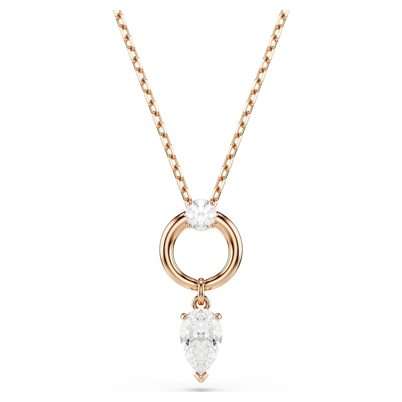 Mesmera set, Pear cut, Round cut, White, 18K rose gold finish