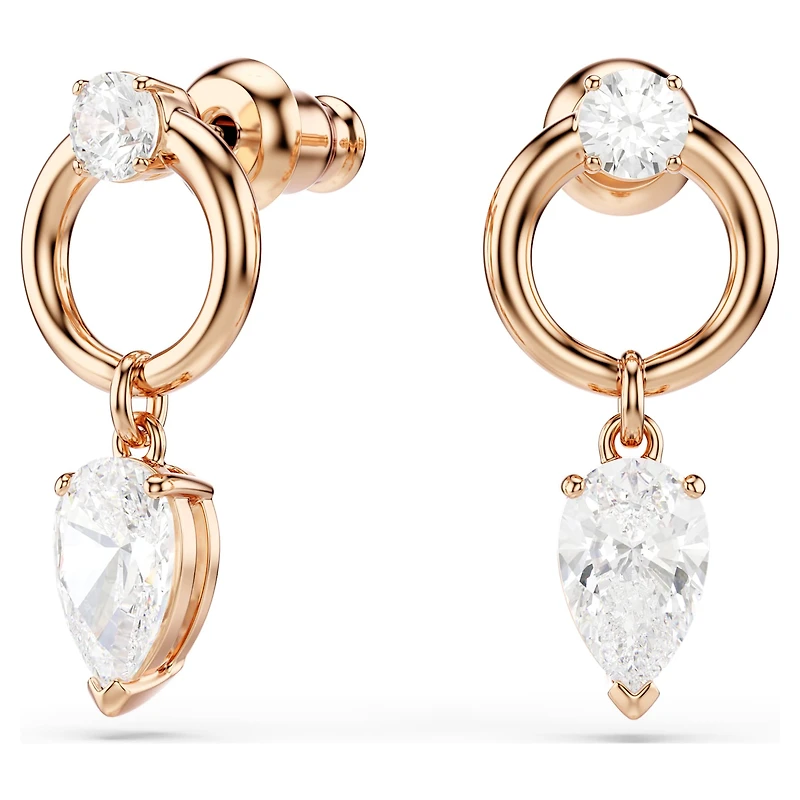 Mesmera set, Pear cut, Round cut, White, 18K rose gold finish