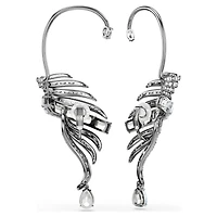 The Vienna Collection ear cuffs, Feather, Large, White, Ruthenium plated by SWAROVSKI