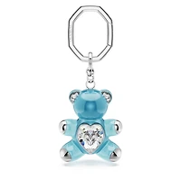 Teddy key ring, Bear, Blue, Rhodium plated by SWAROVSKI