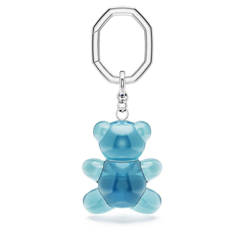 Teddy key ring, Bear, Blue, Rhodium plated by SWAROVSKI