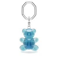 Teddy key ring, Bear, Blue, Rhodium plated by SWAROVSKI