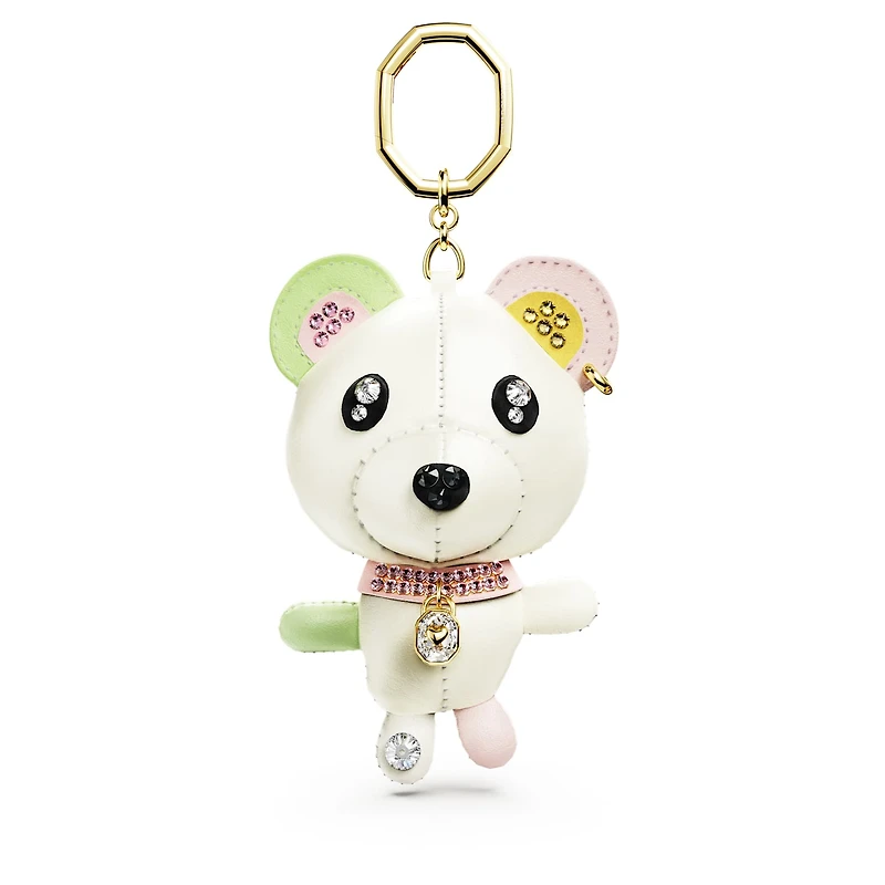 Teddy bag charm, Bear, Multicoloured, Gold-tone plated by SWAROVSKI