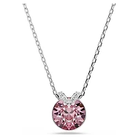 Bella V pendant, Round cut, Pink, Rhodium plated by SWAROVSKI