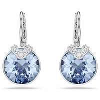Bella V drop earrings, Round cut, Blue, Rhodium plated by SWAROVSKI
