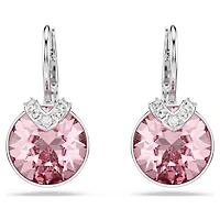 Bella V drop earrings, Round cut, Pink, Rhodium plated by SWAROVSKI