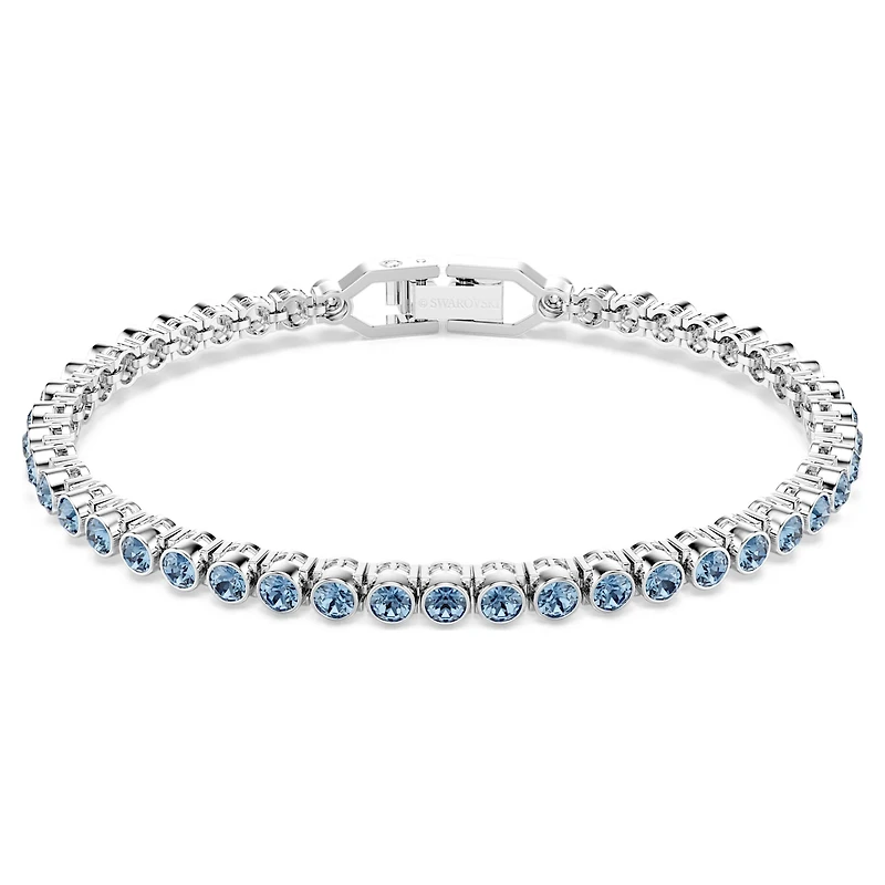 Imber Emily Tennis bracelet, Round cut, Blue, Rhodium plated by SWAROVSKI