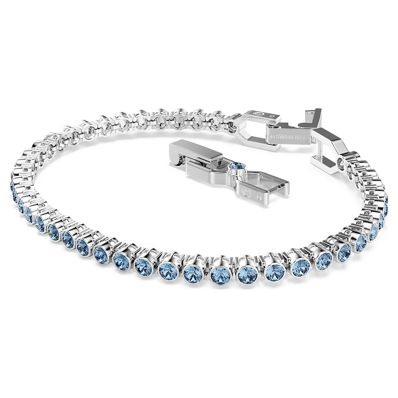 Imber Emily Tennis bracelet, Round cut, Blue, Rhodium plated by SWAROVSKI