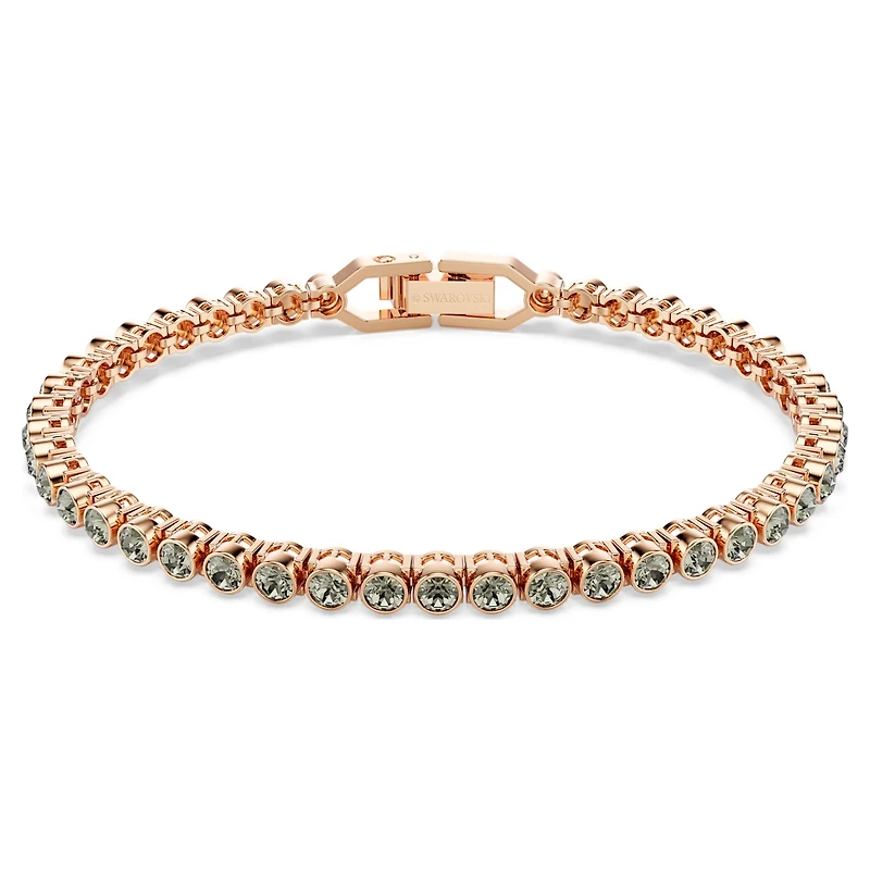 Imber Emily Tennis bracelet, Round cut, Black, 18K rose gold finish