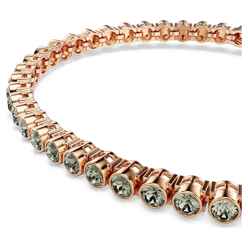 Imber Emily Tennis bracelet, Round cut, Black, 18K rose gold finish