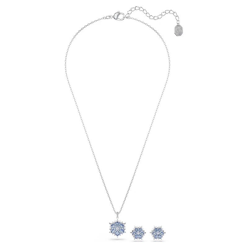 Magic set, Snowflake, Blue, Rhodium plated by SWAROVSKI