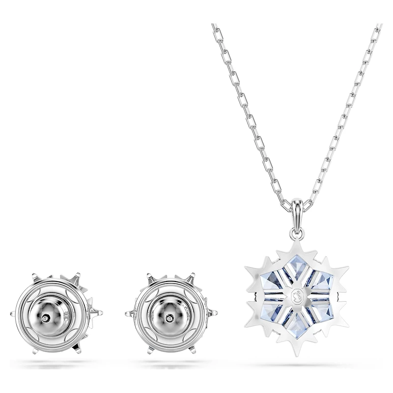 Magic set, Snowflake, Blue, Rhodium plated by SWAROVSKI
