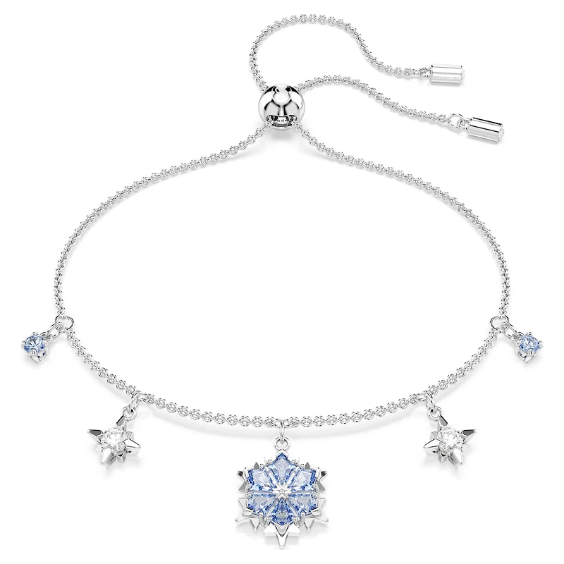 Magic bracelet, Snowflake, Blue, Rhodium plated by SWAROVSKI