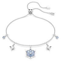 Magic bracelet, Snowflake, Blue, Rhodium plated by SWAROVSKI