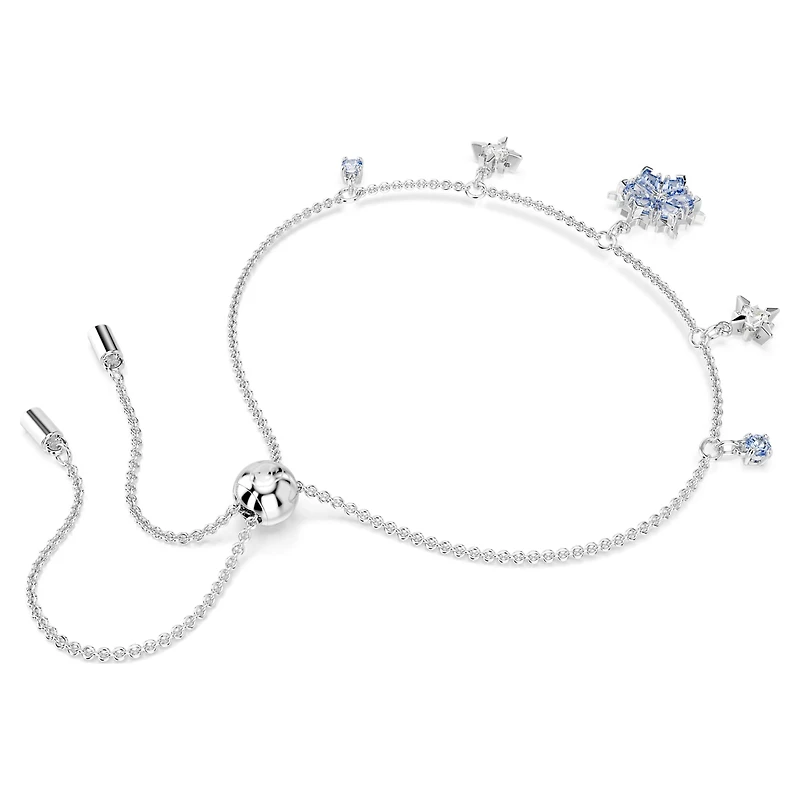 Magic bracelet, Snowflake, Blue, Rhodium plated by SWAROVSKI