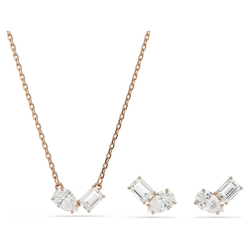 Mesmera set, Pear cut, Octagon cut, White, 18K rose gold finish