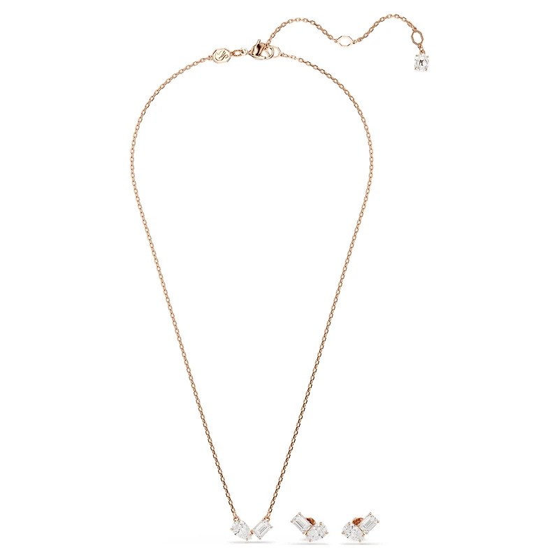 Mesmera set, Pear cut, Octagon cut, White, 18K rose gold finish