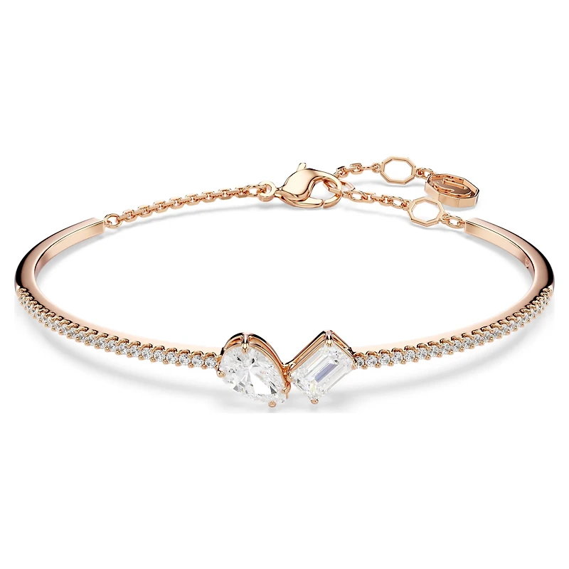 Mesmera bangle, Mixed cuts, White, Rose gold-tone plated by SWAROVSKI