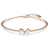 Mesmera bangle, Mixed cuts, White, Rose gold-tone plated by SWAROVSKI