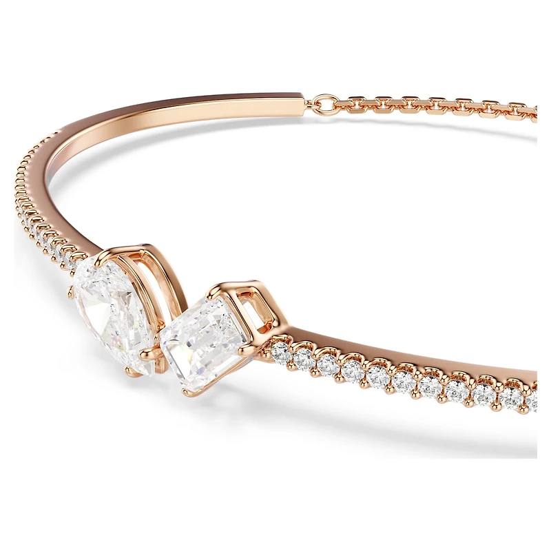 Mesmera bangle, Mixed cuts, White, 18K rose gold finish