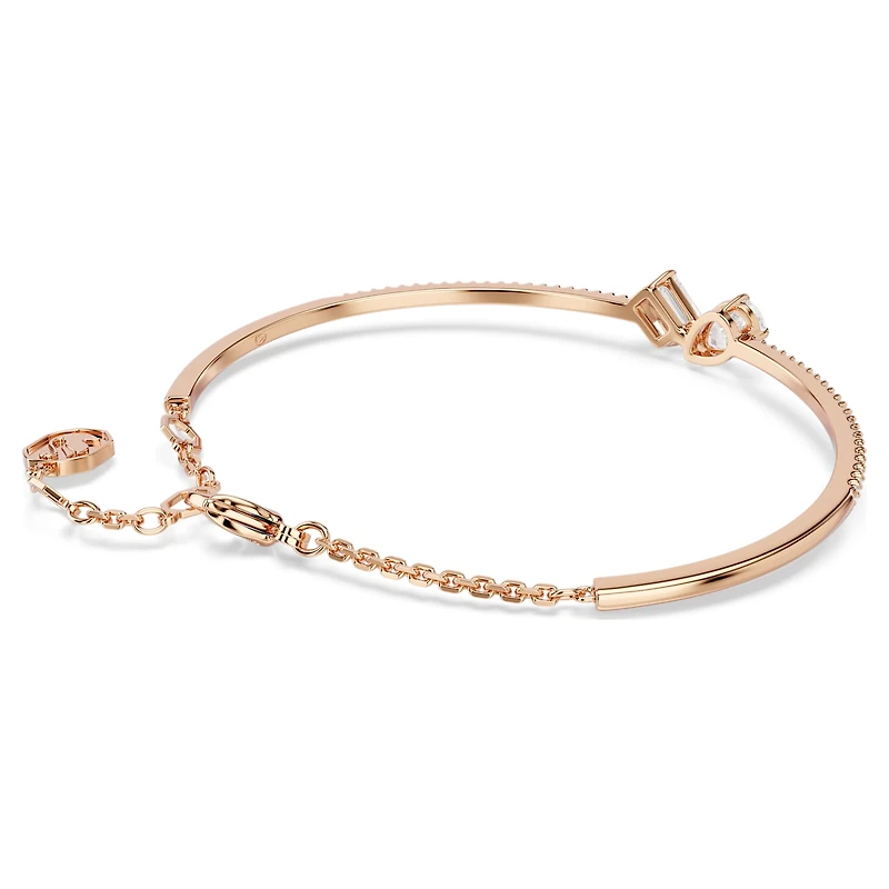 Mesmera bangle, Mixed cuts, White, 18K rose gold finish
