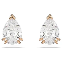 Stilla stud earrings, Pear cut, White, 18K rose gold finish