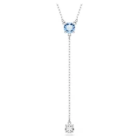Stilla Attract Y necklace, Round cut, Blue, Rhodium plated by SWAROVSKI