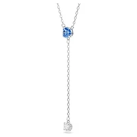 Stilla Attract Y necklace, Round cut, Blue, Rhodium plated by SWAROVSKI