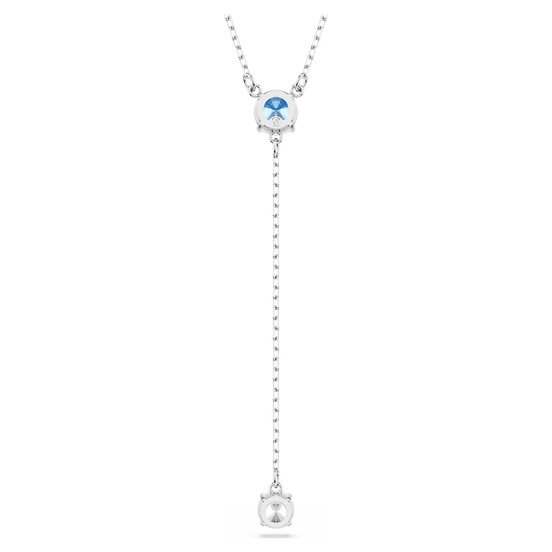 Stilla Attract Y necklace, Round cut, Blue, Rhodium plated by SWAROVSKI