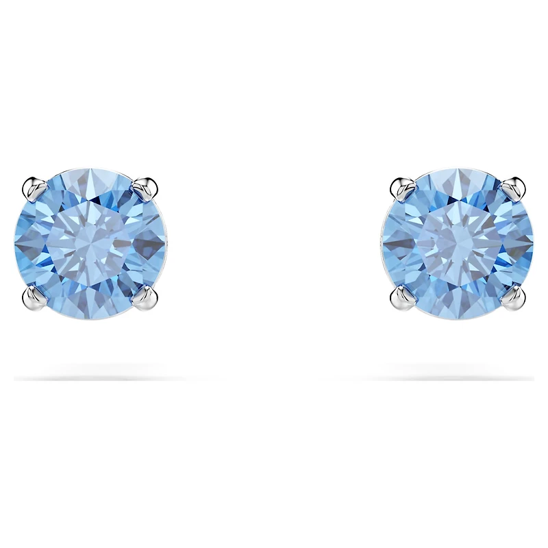 Stilla Attract stud earrings, Round cut, Blue, Rhodium plated by SWAROVSKI