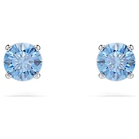 Stilla Attract stud earrings, Round cut, Blue, Rhodium plated by SWAROVSKI