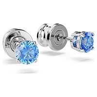 Stilla Attract stud earrings, Round cut, Blue, Rhodium plated by SWAROVSKI