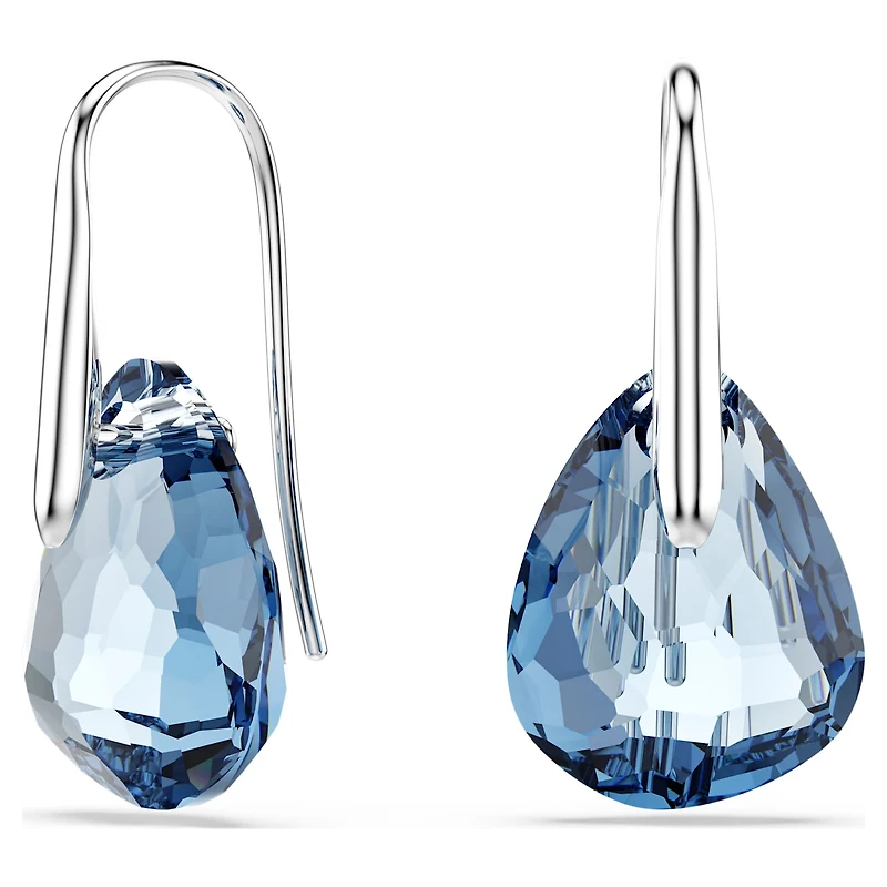 Galet drop earrings, Blue, Rhodium plated by SWAROVSKI