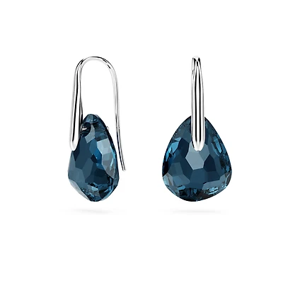 Galet drop earrings, Dark blue, Rhodium plated