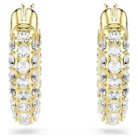 Dextera hoop earrings, Pavé, Mini, White, Gold-tone plated by SWAROVSKI