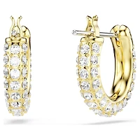 Dextera hoop earrings, Pavé, Mini, White, 18K gold finish