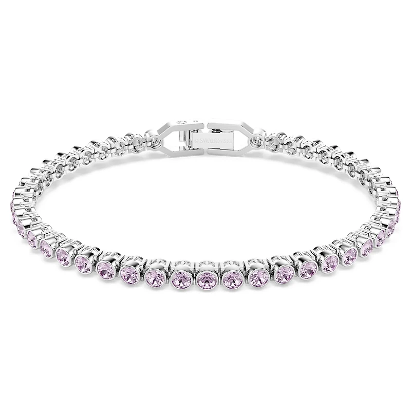 Imber Emily Tennis bracelet, Round cut, Purple, Rhodium plated by SWAROVSKI