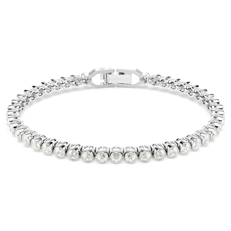 Imber Emily Tennis bracelet, Round cut, Grey, Rhodium plated by SWAROVSKI
